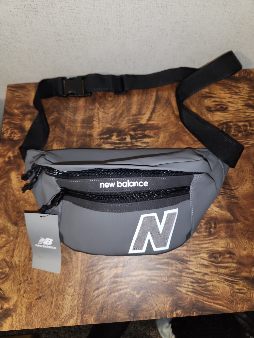 New Balance Gray & Black Waist Bag with Reflective 'N'
